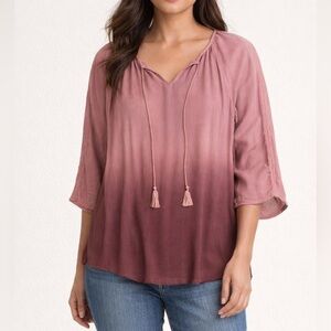 Women’s Dip Dye 3 Quarter Sleeve Blouse